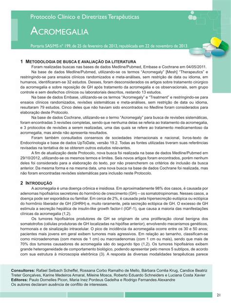 PDF Protocolo Clínico e Diretrizes Terapêuticas ACROMEGALIA