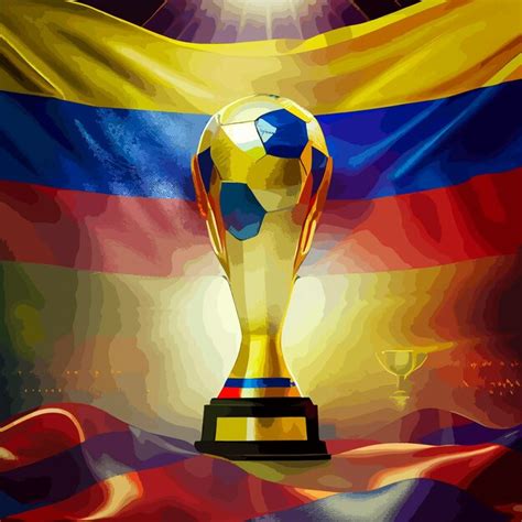 Trofeo de la Copa Mundial de Fútbol con la bandera de Ecuador Foto