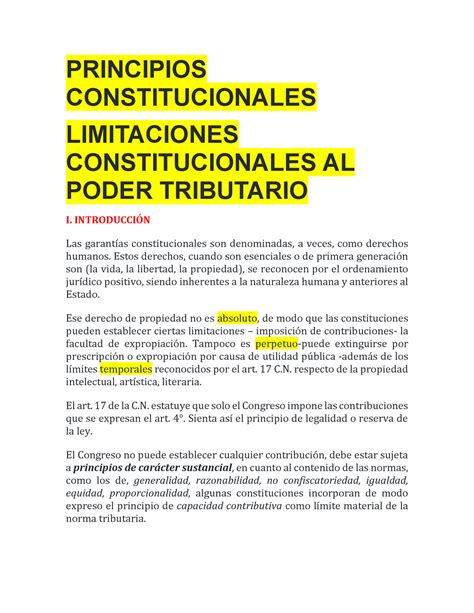 Cuadro Principios Constitucionales Principios Constitucionales