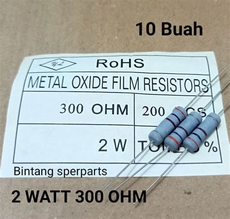 10 Buah Resistor 2w 300 Ohm 5 Resistor 2watt 300 Ohm Resistor 2 Watt