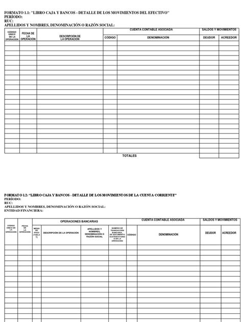 Formato Libro Caja Y Bancos 1 Y 2 Pdf