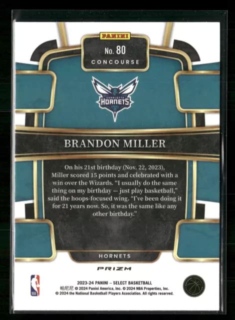 Panini Select Brandon Miller Rc Red White Blue Wave Concourse