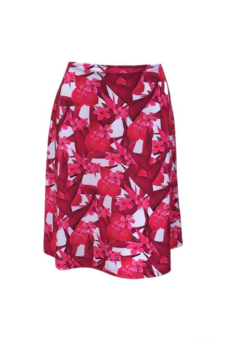 Pink White Floral Print A Line Skirt