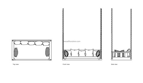سرير أرجوحة على الشرفة بحجم توأم رسومات CAD مجانية