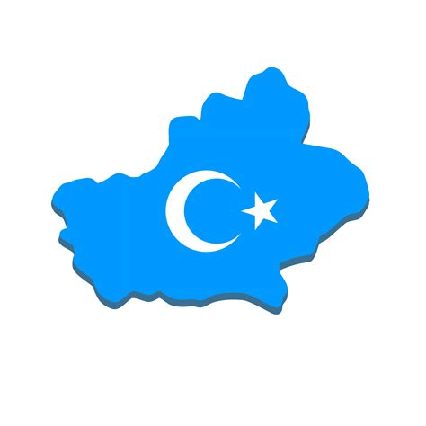 Map Of Xinjiang. National blue flag of the Uighurs. 6390164 Vector Art ...