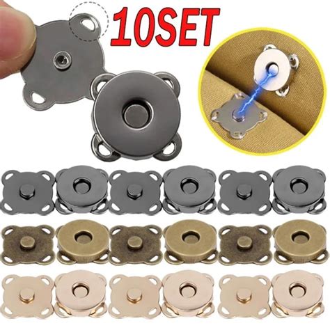 5 10Sets Magnetic Snap Fasteners Clasps Buttons Handbag Purse Wallet