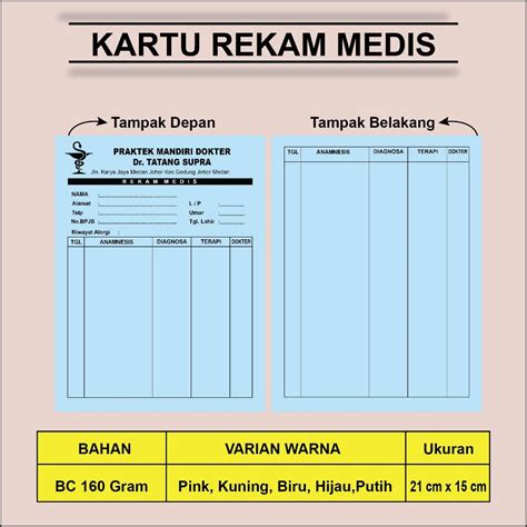 Jual Kartu Rekam Medis Medical Record Card Kartu Stok Barang Pak