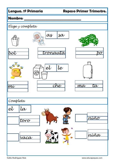 Fichas De Lengua Para Primero De Primaria Lectoescritura A Os