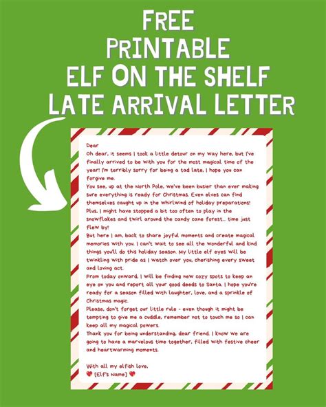 Printable Elf On The Shelf Late Arrival Letter Idea A Sparkle Of Genius