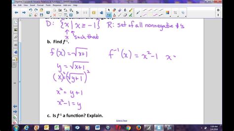 Algebra 2 Lesson 6 7 Inverse Relations And Functions Youtube