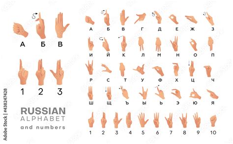 Russian Sign Language Asl Alphabet And Numbers Deaf Mutes Hand Language Learning Alphabet