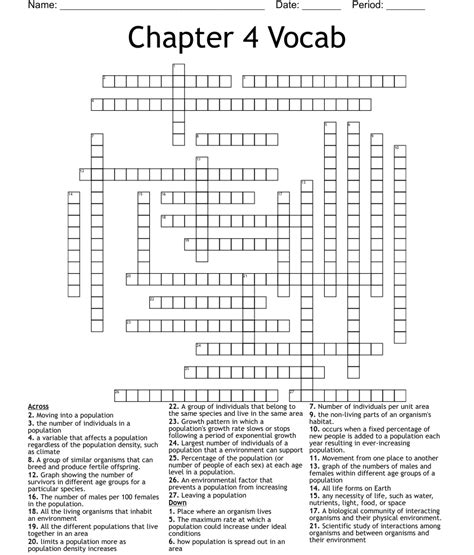 Chapter 4 Vocab Crossword Wordmint