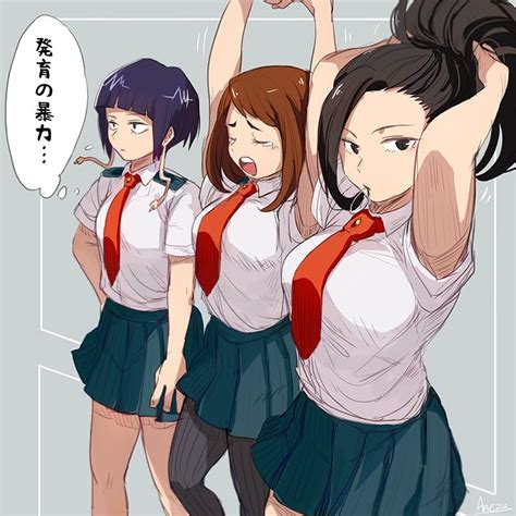 Yaoyorozu Momo Uraraka Ochako And Jirou Kyouka Boku No Hero Academia Hero Girl My Hero