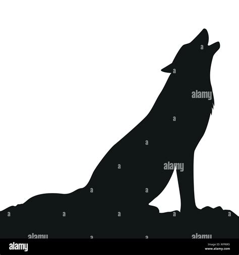 Howling Wolf Silhouette On White Background Vector Illustration Eps10 Stock Vector Image And Art