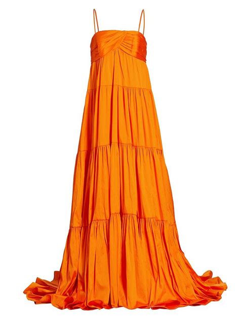 Buy Amsale Taffeta Tiered Gown Tangerine At 25 Off Editorialist