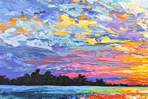 Magical Sunset Seascape Sunset Palette Knife Painting Acrylic 24x24