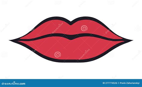 Red Female Lips Isolated On A White Background Vector Illustration