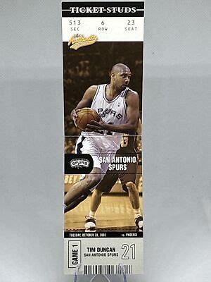 2003 04 Fleer Authentix Ticket Studs Tim Duncan 13 Oversized Insert