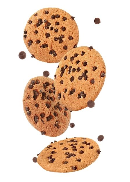 Premium Photo Delicious Chocolate Chip Cookies Falling On White