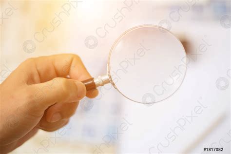 Magnifying glass for reading and discovering the small things - stock ...