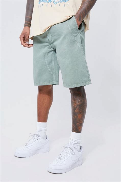 Fixed Waist Relaxed Layered Twill Short Boohoo Uk