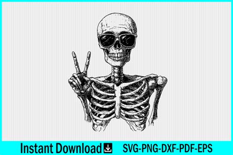 Funny Skeleton Peace Sign Svg Clipart Graphic By Craftabledesign