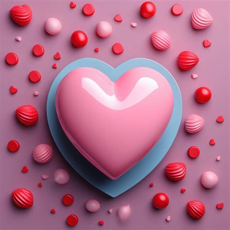 Premium Ai Image Valentines Day 3d Heart Floating Background