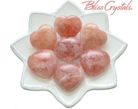 1 Pink Calcite 2 Stone Heart Bliss Crystals Calcite