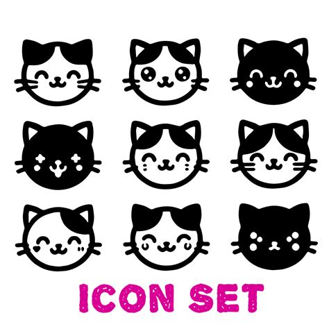 Set Of Funny Cats Icon Set Of Cute Cat 36313289 Vector Art At Vecteezy