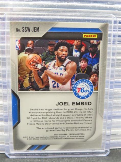 2020 21 Panini Prizm Joel Embiid Sensational Swatches Game Used Jersey