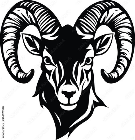 Bighorn Sheep Logo Monochrome Design Style Stock Vector | Adobe Stock