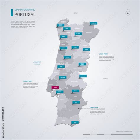 Fototapeta mapa świata dla dzieci Portugal vector map with infographic