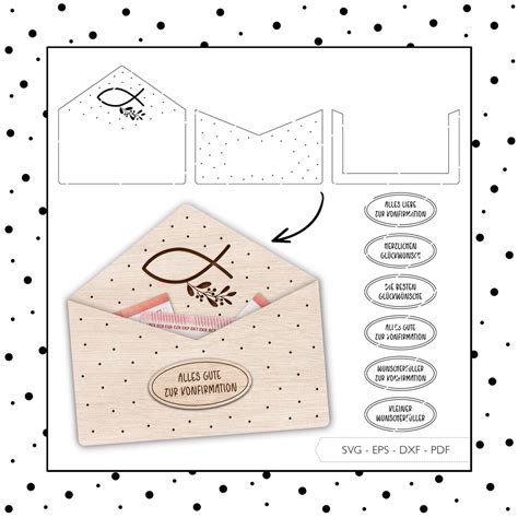 Laserdatei Briefumschlag Konfirmation Geldgeschenk Umschlag Svg Eps Dxf