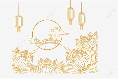 Mid Autumn Festival White Transparent Line Drawing Mid Autumn Festival