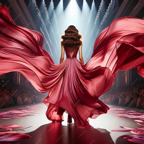 Premium Photo | Women model ramp walk for fashion pink dress