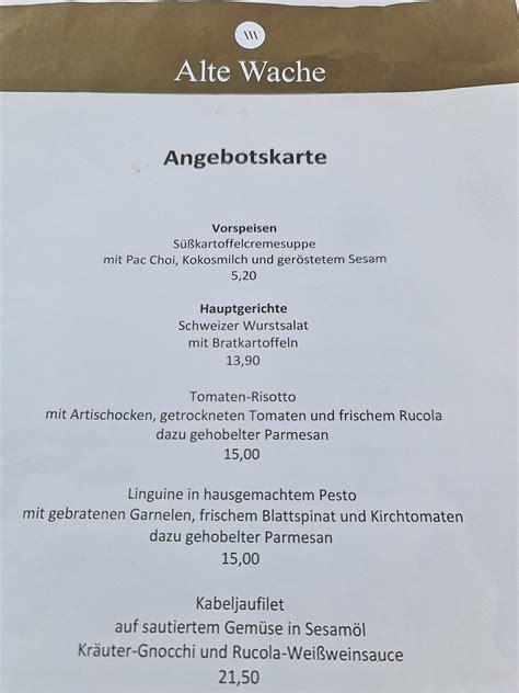 Speisekarte Von Alte Wache Restaurant Ostfildern