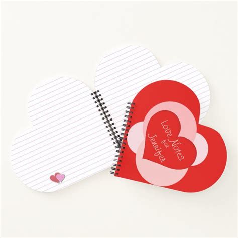 Custom Red Heart Valentines Heart Shaped Notebook Affiliate