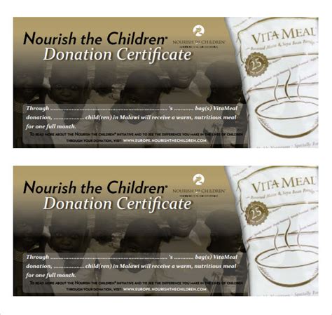 Printable Donation Certificate Template