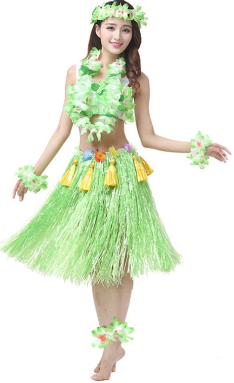 Yesier Hula Grass Skirts For Adults Hula Skirts For Women With Flower