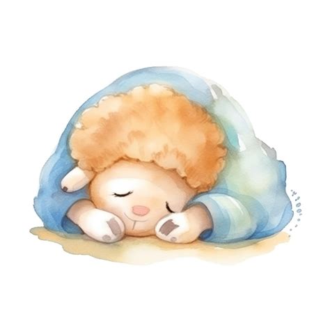 Premium Photo Watercolor Illustration Of A Baby Sleeping Under A Blanket