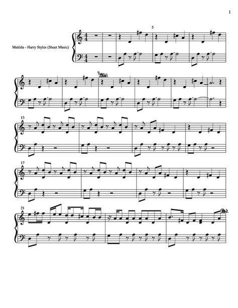 Matilda Free Sheet Music By Harry Styles Pianoshelf