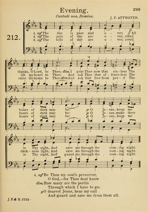 Catholic Church Hymnal With Music 212 The Day Is Past And Over