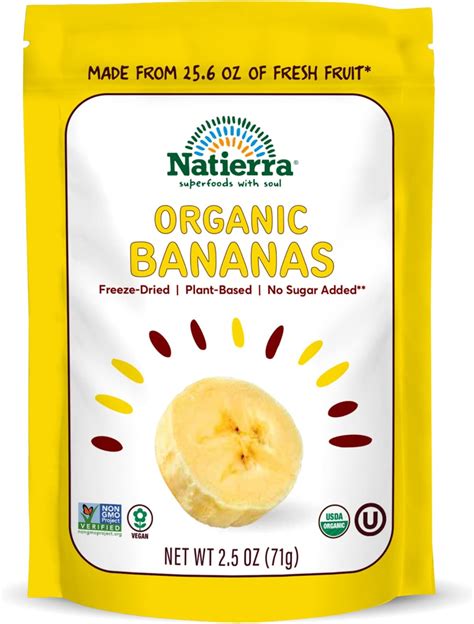 Amazon Natierra Organic Freeze Dried Bananas Usda Certified