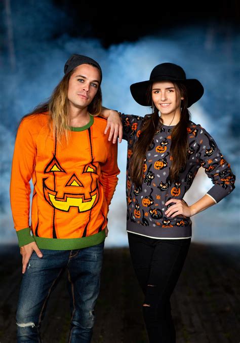 Adult Pumpkin Face Halloween Sweater