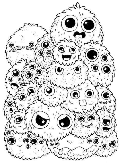 Doodle Monster Coloring Pages Silopeinnovation