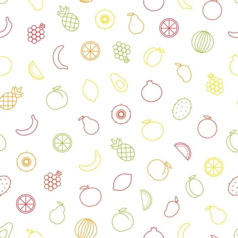 Sketch Mixed Fruits Seamless Summer Pattern Background Vector Format