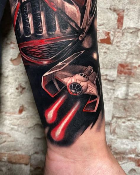 Realistic TIE Fighter Tattoo Located On The Wrist