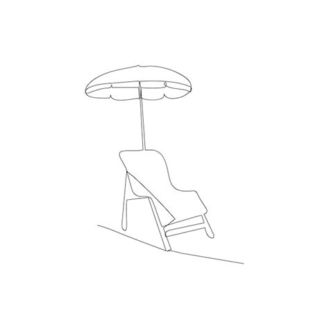 Premium Vector Beach Umbrella Continuous One Line Drawing Of Outline