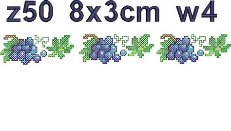 Matriz Bordado Gráfico Ponto Cruz Uvas Folhas Frutas Z50