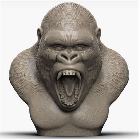 Gorilla Head Angry D Model Max Stl Obj Free D